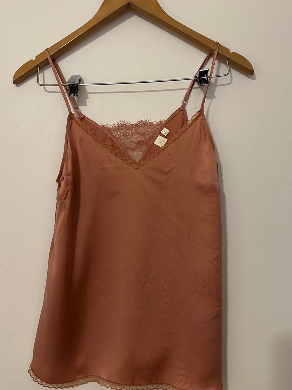 Anthropologie Satin Blush Lace Cami